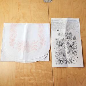 Vintage 80s TriChem Liquid Embroidery Stamped Dresser Scarf Roses All Over 42x12